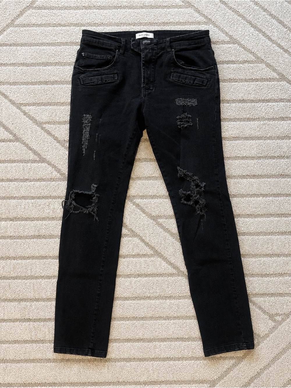 Pierre Balmain Black Distressed Biker Jeans